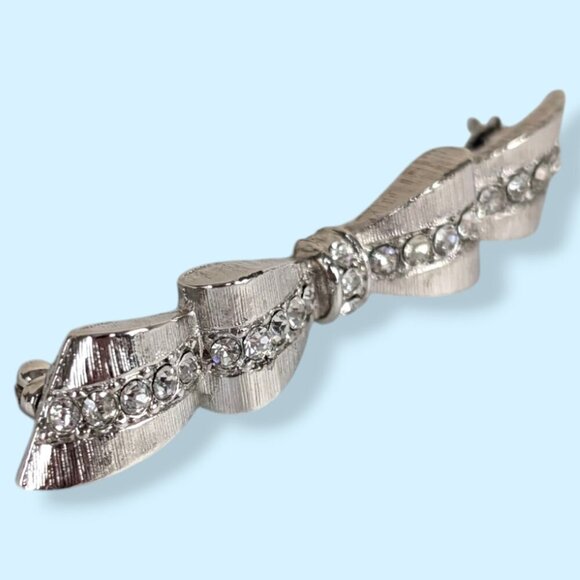 (2/$20) Vintage Rhinestone Bow Brooch - Picture 1 of 6